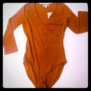 Orange V-neck Bodysuit